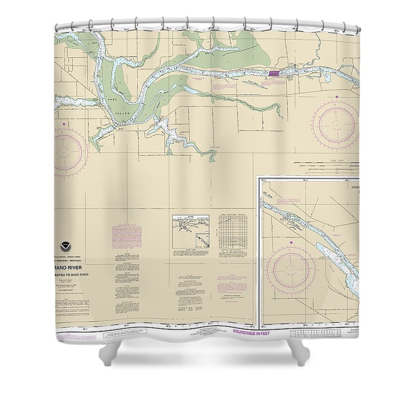 Nautical Chart 14931 Grand River From Dermo Bayou Bass River Shower Curtain