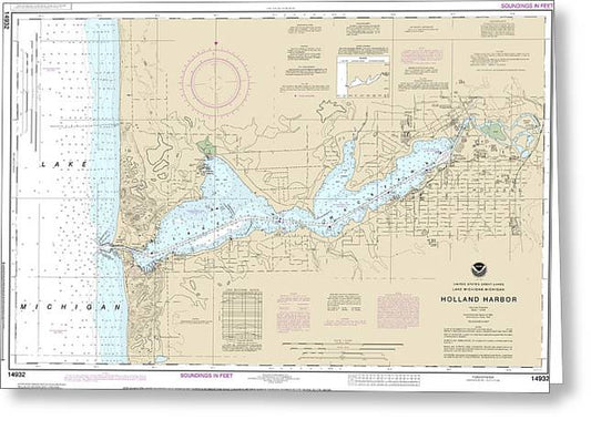 Nautical Chart-14932 Holland Harbor - Greeting Card