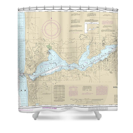 Nautical Chart 14932 Holland Harbor Shower Curtain