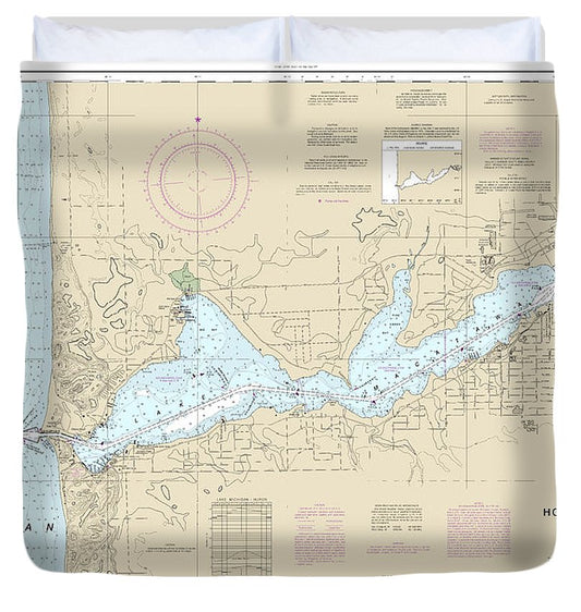 Nautical Chart 14932 Holland Harbor Duvet Cover