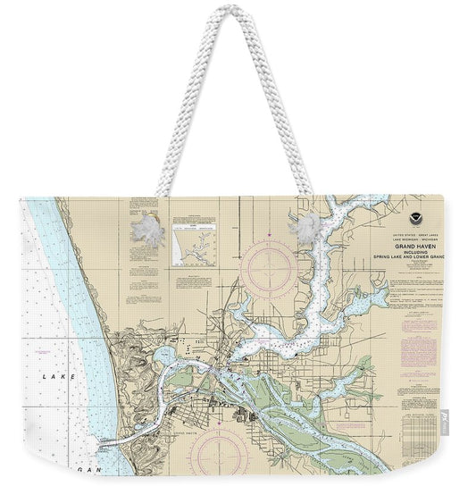 Nautical Chart-14933 Grand Haven, Including Spring Lake-lower Grand River - Weekender Tote Bag