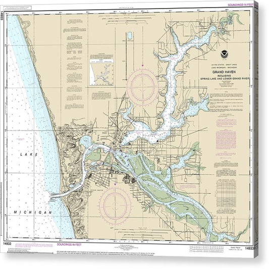 Nautical Chart-14933 Grand Haven, Including Spring Lake-Lower Grand River  Acrylic Print