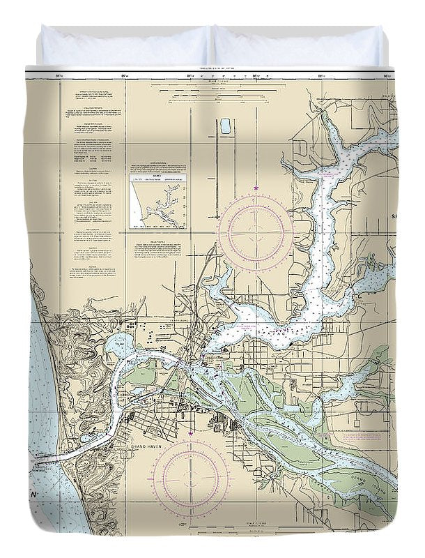 Nautical Chart-14933 Grand Haven, Including Spring Lake-lower Grand River - Duvet Cover