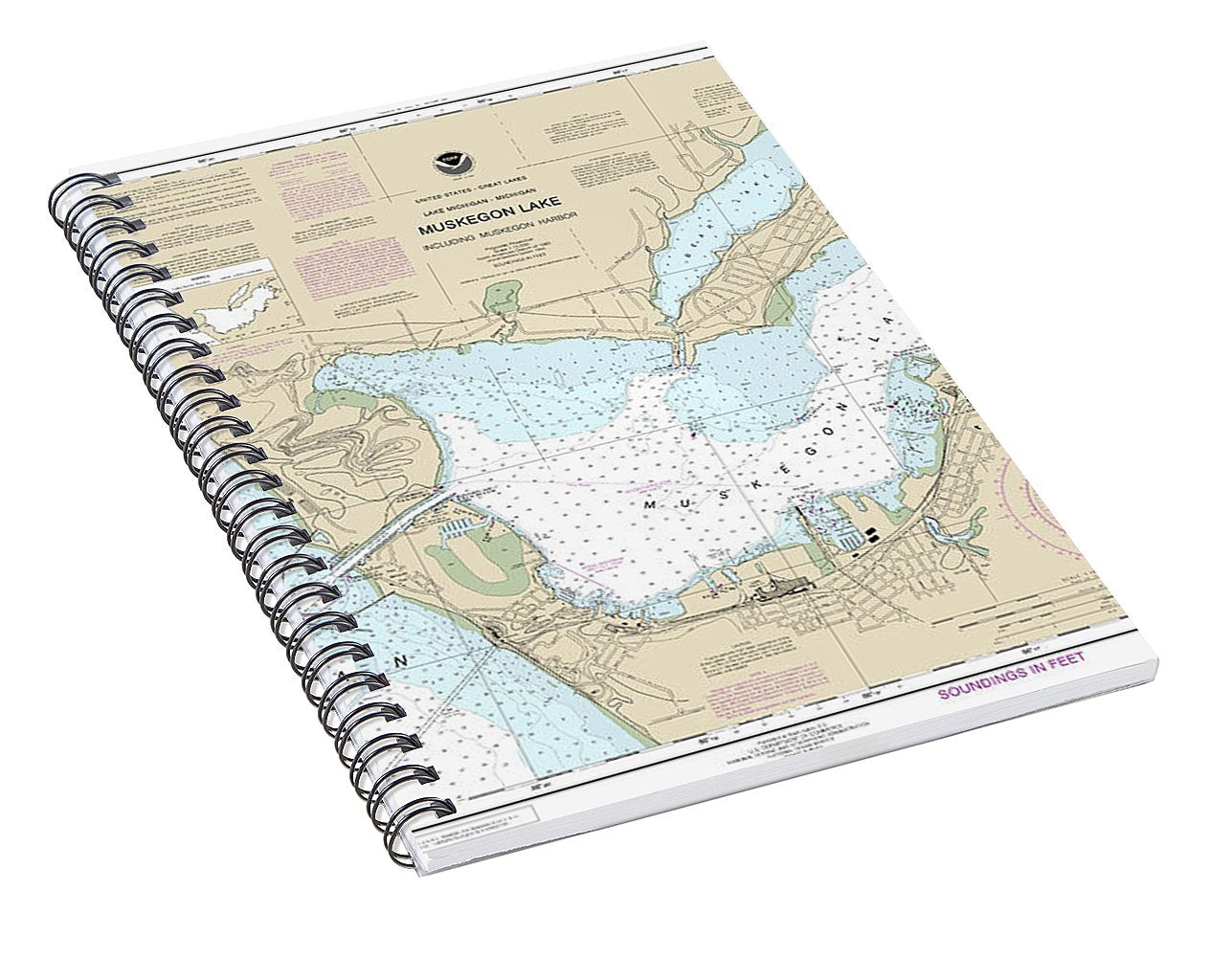 Nautical Chart-14934 Muskegon Lake-muskegon Harbor - Spiral Notebook