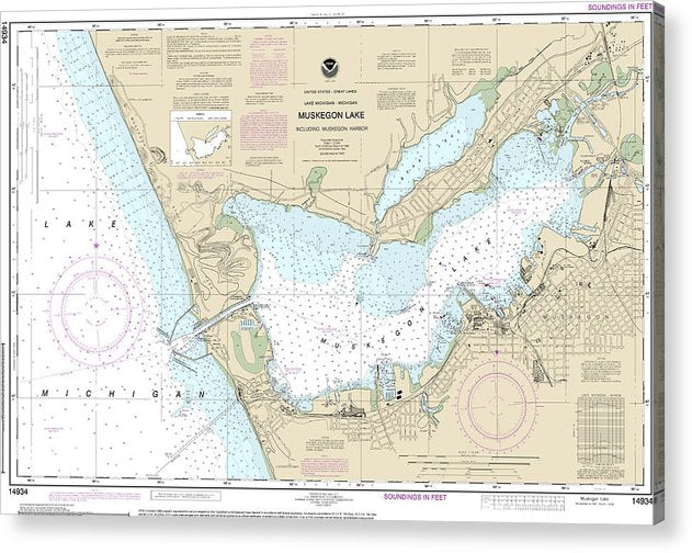 Nautical Chart-14934 Muskegon Lake-Muskegon Harbor  Acrylic Print
