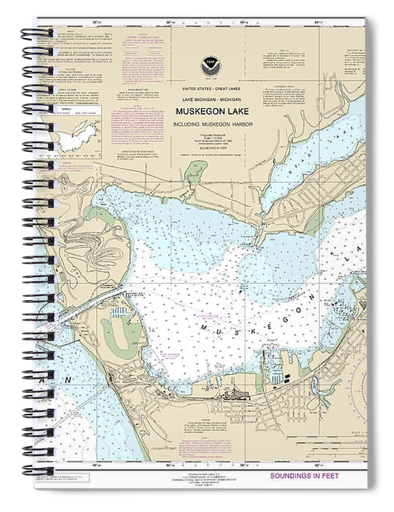 Nautical Chart 14934 Muskegon Lake Muskegon Harbor Spiral Notebook