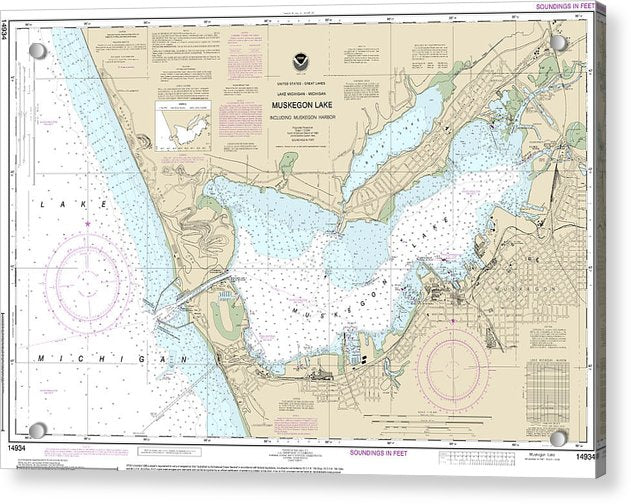 Nautical Chart-14934 Muskegon Lake-muskegon Harbor - Acrylic Print