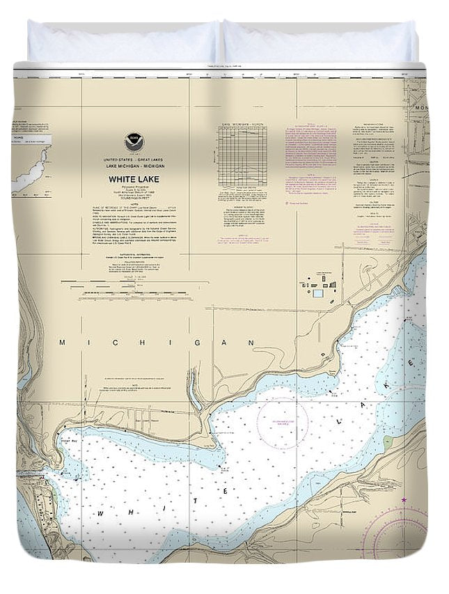 Nautical Chart-14935 White Lake - Duvet Cover