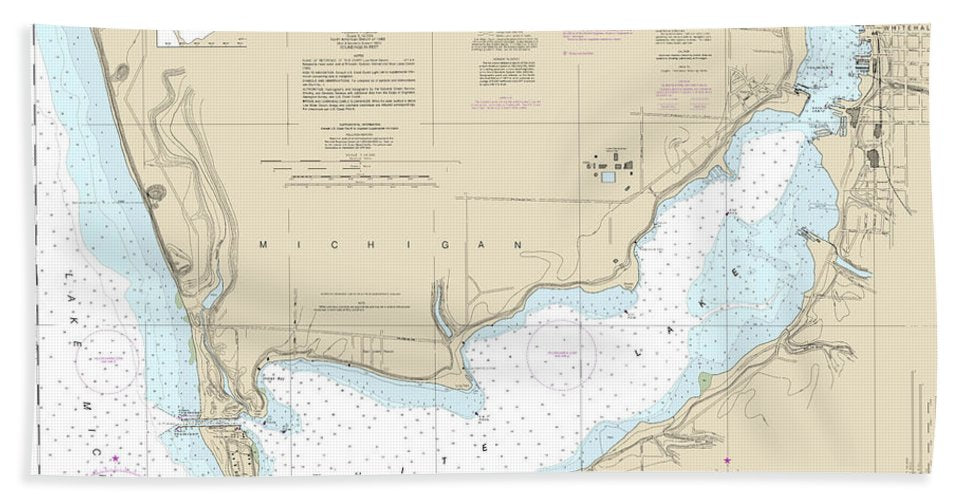 Nautical Chart 14935 White Lake Bath Towel