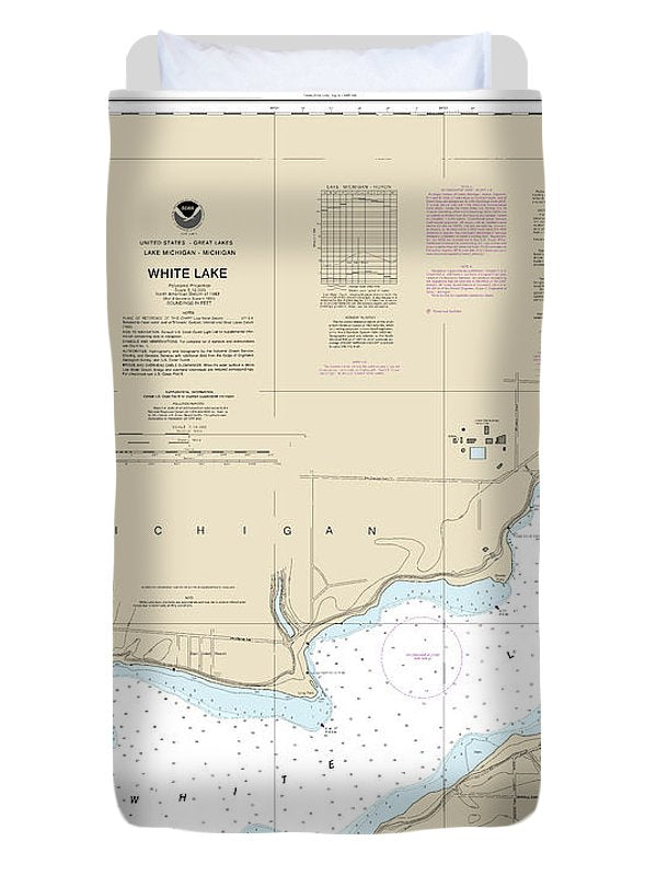 Nautical Chart-14935 White Lake - Duvet Cover