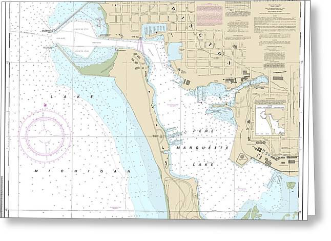 Nautical Chart-14937 Ludington Harbor - Greeting Card