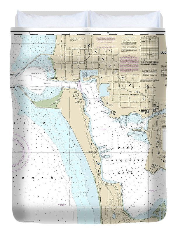 Nautical Chart-14937 Ludington Harbor - Duvet Cover