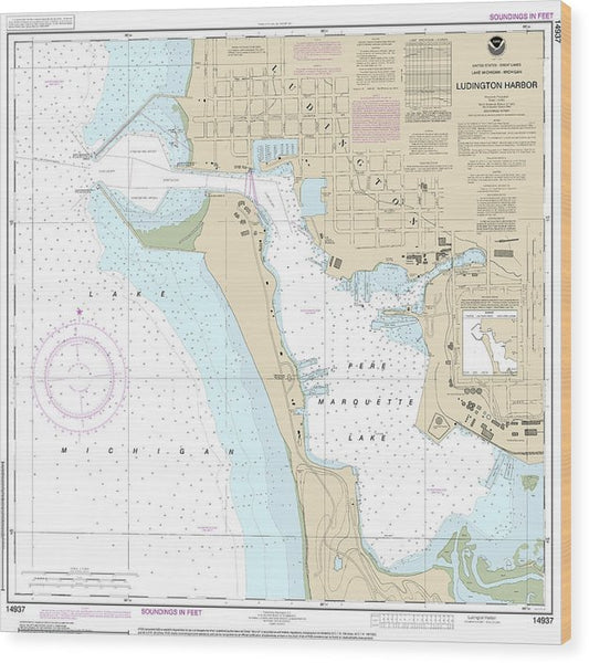 Nautical Chart-14937 Ludington Harbor Wood Print