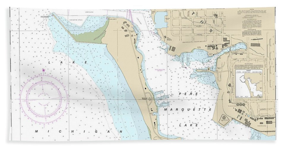 Nautical Chart-14937 Ludington Harbor - Beach Towel