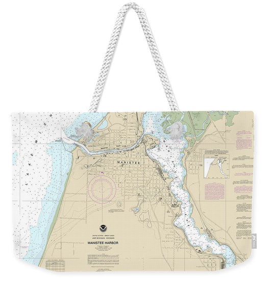 Nautical Chart-14938 Manistee Harbor-manistee Lake - Weekender Tote Bag