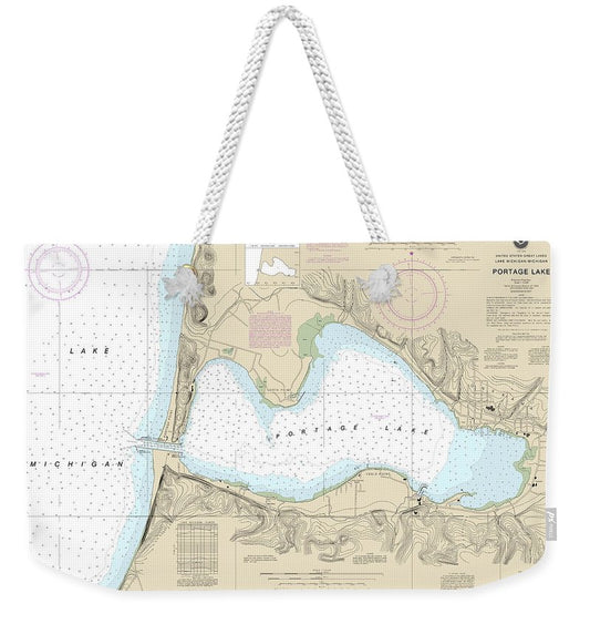 Nautical Chart-14939 Portage Lake - Weekender Tote Bag