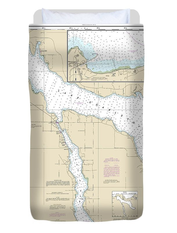 Nautical Chart-14942 Lake Charlevoix, Charlevoix, South Point-round Lake - Duvet Cover