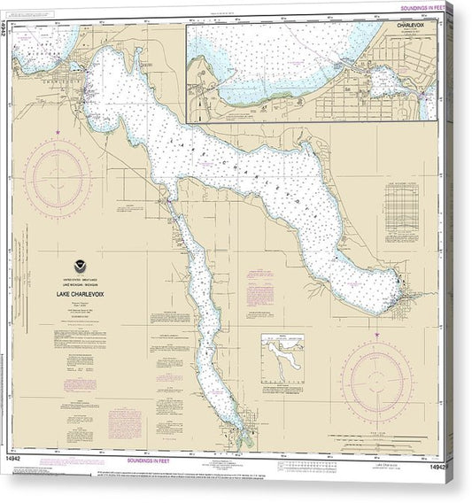 Nautical Chart-14942 Lake Charlevoix, Charlevoix, South Point-Round Lake  Acrylic Print