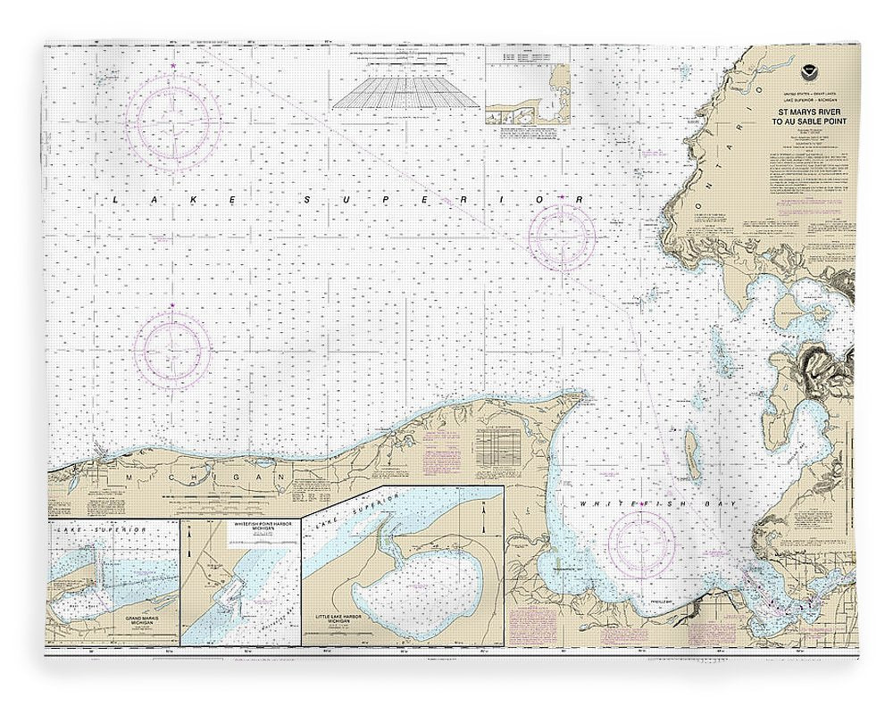 Nautical Chart-14962 St Marys River-au Sable Point, Whitefish Point, Little Lake Harbors, Grand Marais Harbor - Blanket