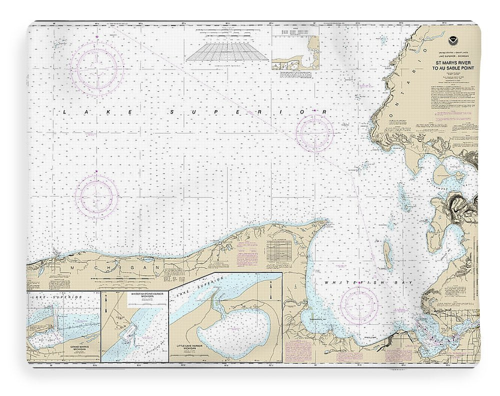 Nautical Chart-14962 St Marys River-au Sable Point, Whitefish Point, Little Lake Harbors, Grand Marais Harbor - Blanket