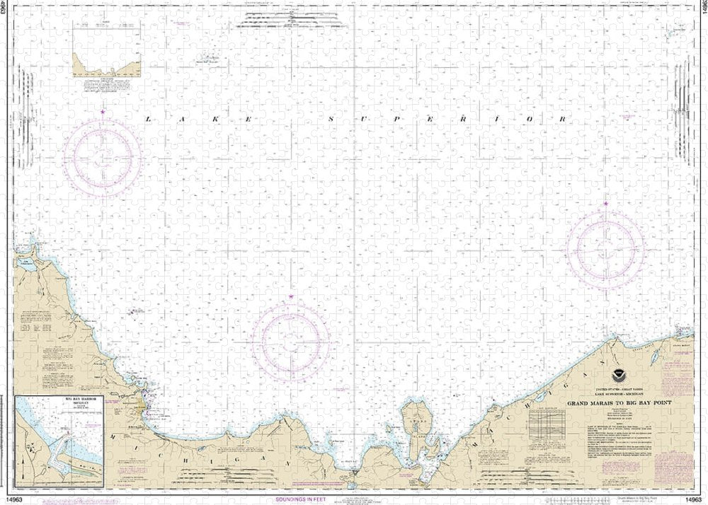 Nautical Chart-14963 Grand Marais-big Bay Point, Big Bay Harbor - Puzzle