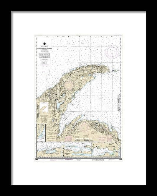 Nautical Chart-14964 Big Bay Point-redridge, Grand Traverse Bay Harbor, Lac La Belle Harbor, Copper-eagle Harbors - Framed Print