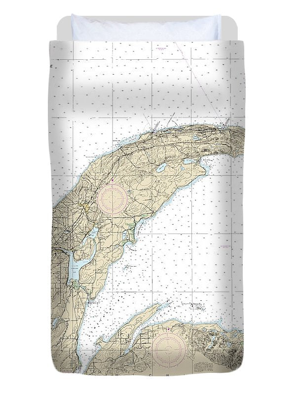 Nautical Chart-14964 Big Bay Point-redridge, Grand Traverse Bay Harbor, Lac La Belle Harbor, Copper-eagle Harbors - Duvet Cover