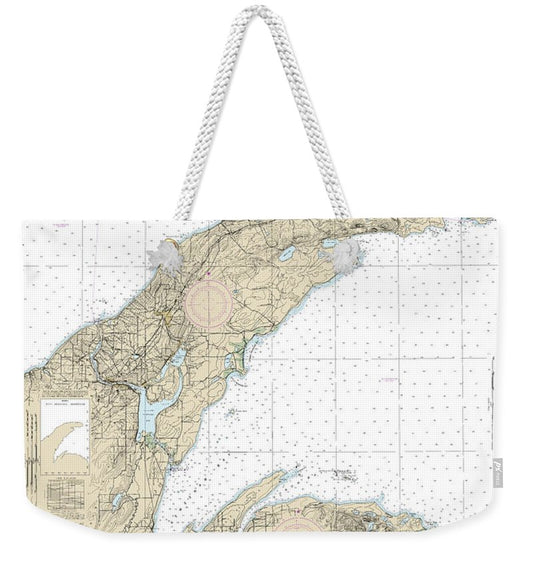 Nautical Chart-14964 Big Bay Point-redridge, Grand Traverse Bay Harbor, Lac La Belle Harbor, Copper-eagle Harbors - Weekender Tote Bag