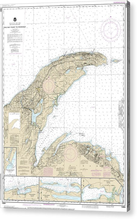 Nautical Chart-14964 Big Bay Point-Redridge, Grand Traverse Bay Harbor, Lac La Belle Harbor, Copper-Eagle Harbors  Acrylic Print