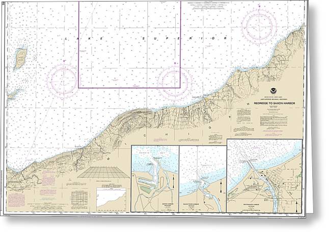 Nautical Chart-14965 Redridge-saxon Harbor, Ontonagon Harbor, Black River Harbor, Saxon Harbor - Greeting Card