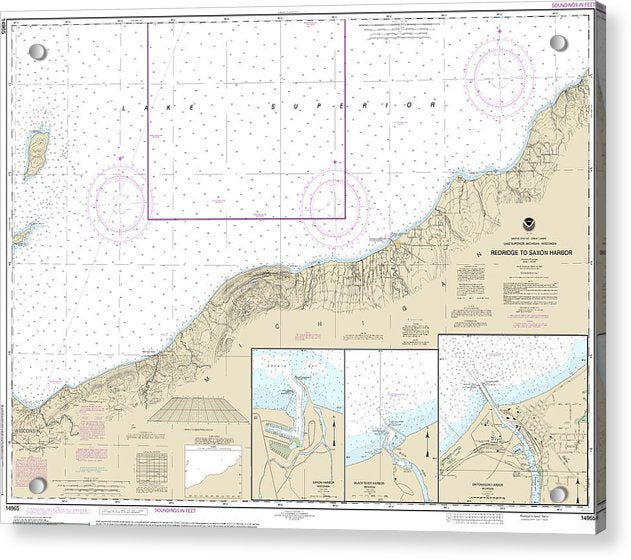 Nautical Chart-14965 Redridge-saxon Harbor, Ontonagon Harbor, Black River Harbor, Saxon Harbor - Acrylic Print