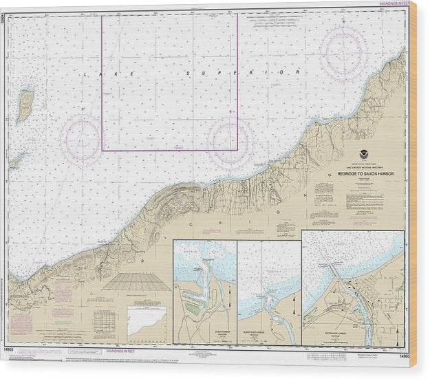 Nautical Chart-14965 Redridge-Saxon Harbor, Ontonagon Harbor, Black River Harbor, Saxon Harbor Wood Print
