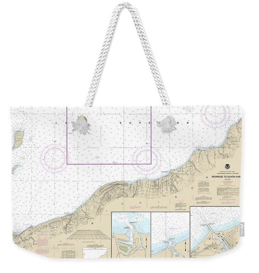 Nautical Chart-14965 Redridge-saxon Harbor, Ontonagon Harbor, Black River Harbor, Saxon Harbor - Weekender Tote Bag