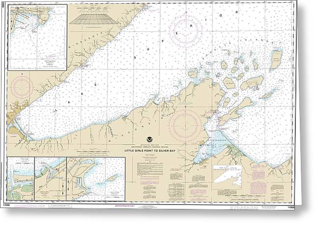 Nautical Chart-14966 Little Girls Point-silver Bay, Including Duluth-apostle Islands, Cornucopia Harbor, Port Wing Harbor, Knife River Harbor, Two Harbors - Greeting Card