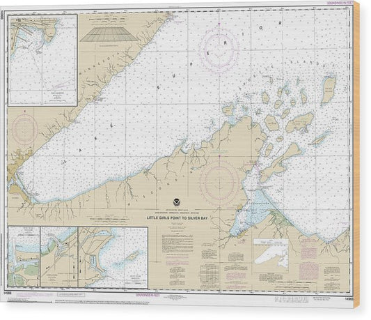 Nautical Chart-14966 Little Girls Point-Silver Bay, Including Duluth-Apostle Islands, Cornucopia Harbor, Port Wing Harbor, Knife River Harbor, Two Harbors Wood Print