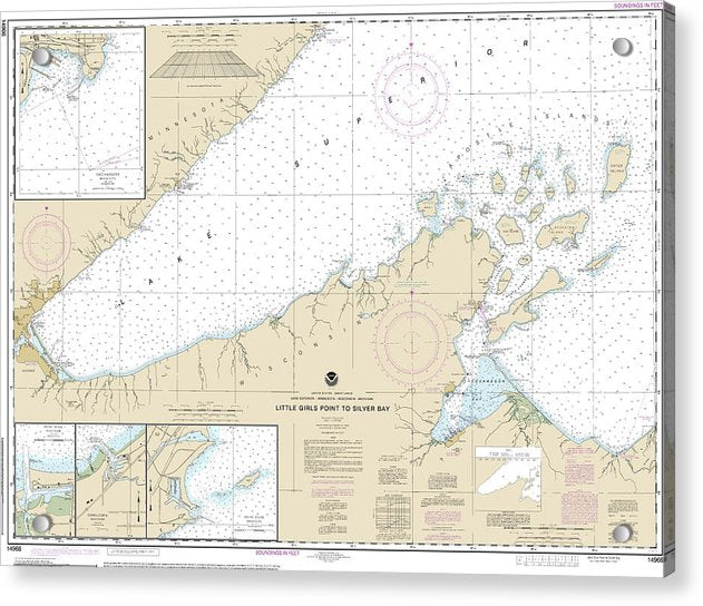 Nautical Chart-14966 Little Girls Point-silver Bay, Including Duluth-apostle Islands, Cornucopia Harbor, Port Wing Harbor, Knife River Harbor, Two Harbors - Acrylic Print