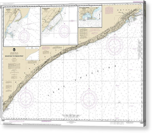 Nautical Chart-14967 Beaver Bay-Pigeon Point, Silver Bay Harbor, Taconite Harbor, Grand Marais Harbor  Acrylic Print