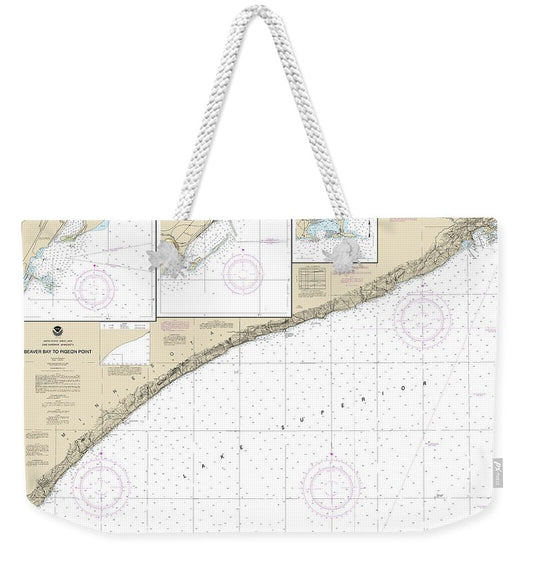 Nautical Chart-14967 Beaver Bay-pigeon Point, Silver Bay Harbor, Taconite Harbor, Grand Marais Harbor - Weekender Tote Bag