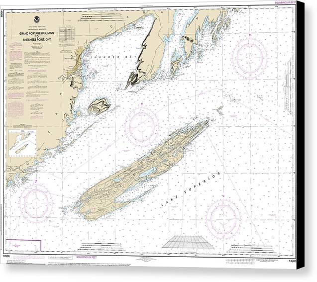 Nautical Chart-14968 Grand Portage Bay, Minn-shesbeeb Point, Ont - Canvas Print