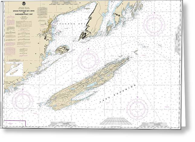 Nautical Chart-14968 Grand Portage Bay, Minn-shesbeeb Point, Ont - Greeting Card