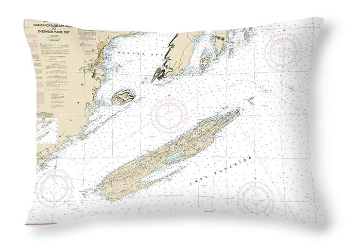 Nautical Chart-14968 Grand Portage Bay, Minn-shesbeeb Point, Ont - Throw Pillow