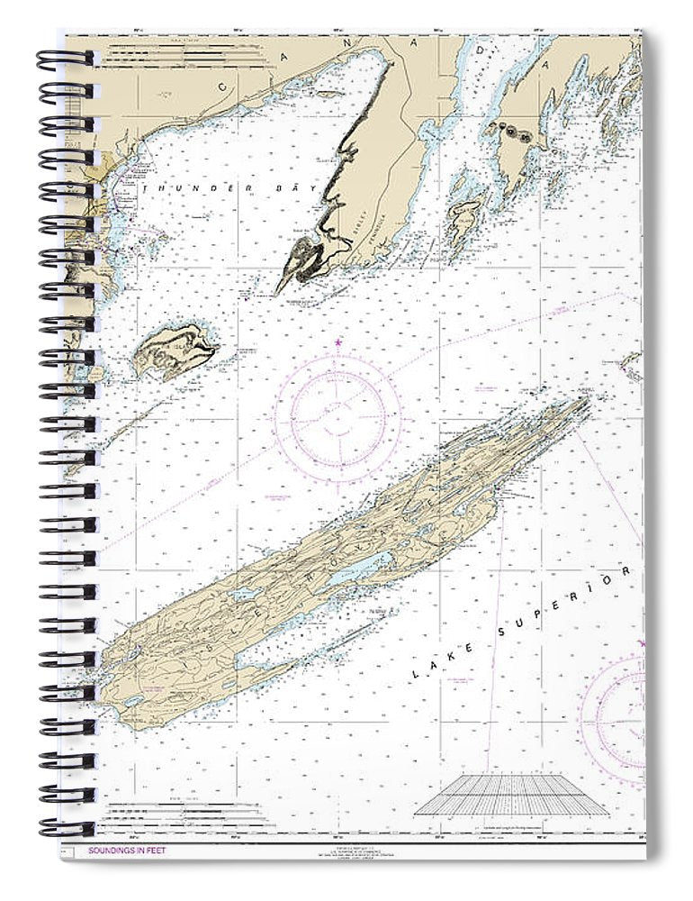 Nautical Chart 14968 Grand Portage Bay, Minn Shesbeeb Point, Ont Spiral Notebook