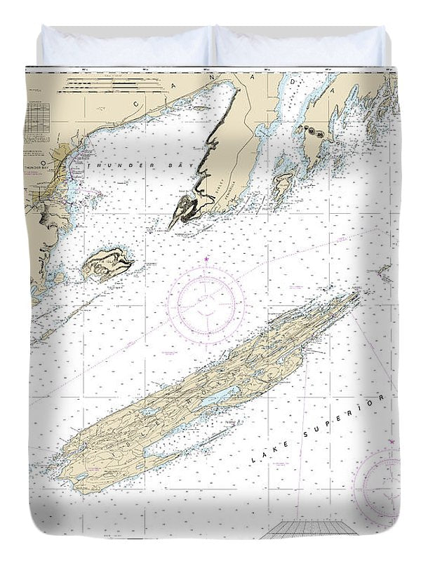 Nautical Chart-14968 Grand Portage Bay, Minn-shesbeeb Point, Ont - Duvet Cover