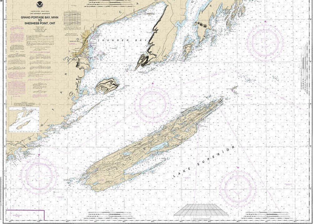 Nautical Chart-14968 Grand Portage Bay, Minn-shesbeeb Point, Ont - Puzzle