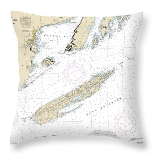 Nautical Chart-14968 Grand Portage Bay, Minn-shesbeeb Point, Ont - Throw Pillow