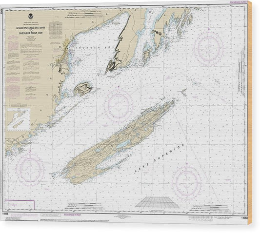 Nautical Chart-14968 Grand Portage Bay, Minn-Shesbeeb Point, Ont Wood Print