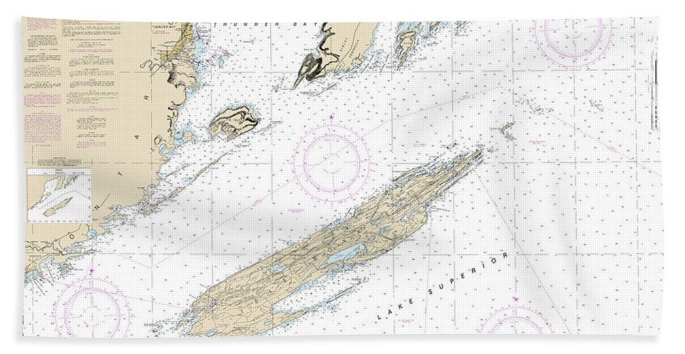 Nautical Chart 14968 Grand Portage Bay, Minn Shesbeeb Point, Ont Bath Towel