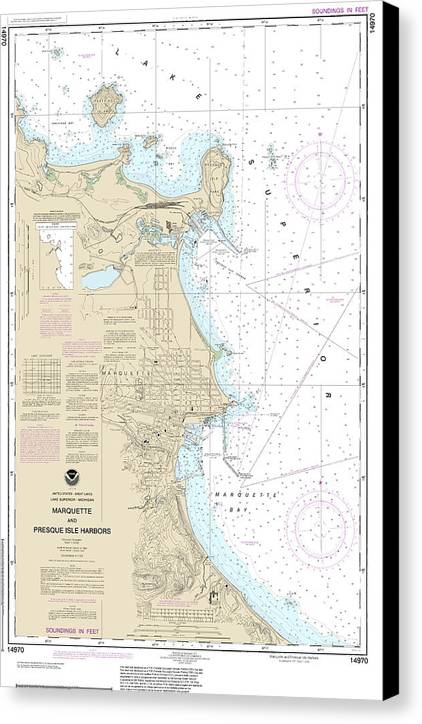 Nautical Chart-14970 Marquette-presque Isle Harbors - Canvas Print