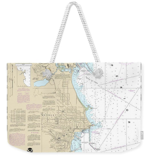 Nautical Chart-14970 Marquette-presque Isle Harbors - Weekender Tote Bag