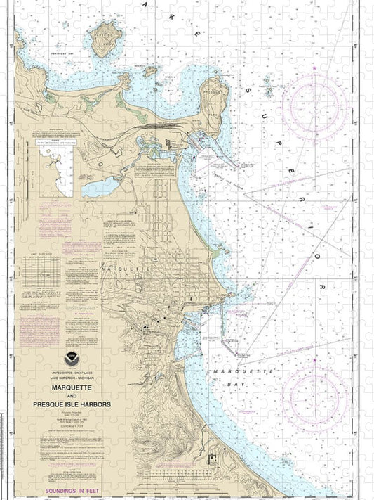 Nautical Chart 14970 Marquette Presque Isle Harbors Puzzle